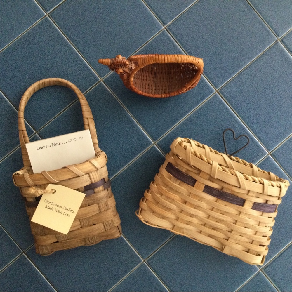 Handwoven Wall Baskets with bonus mini chicken basket